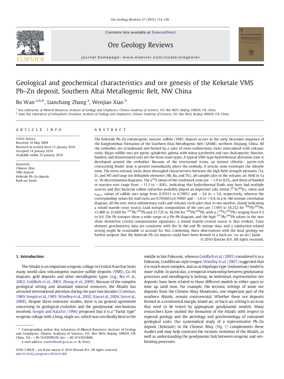 Geological and geochemical characteristics and ore genesis of the Keketale VMS Pb–Zn deposit, Southern Altai Metallogenic Belt, NW China