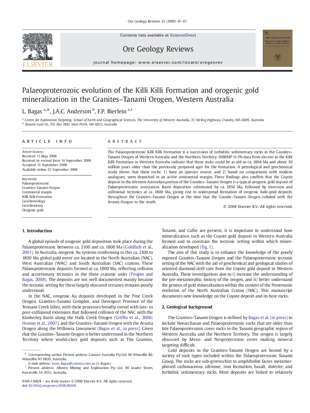 Palaeoproterozoic evolution of the Killi Killi Formation and orogenic gold mineralization in the Granites–Tanami Orogen, Western Australia