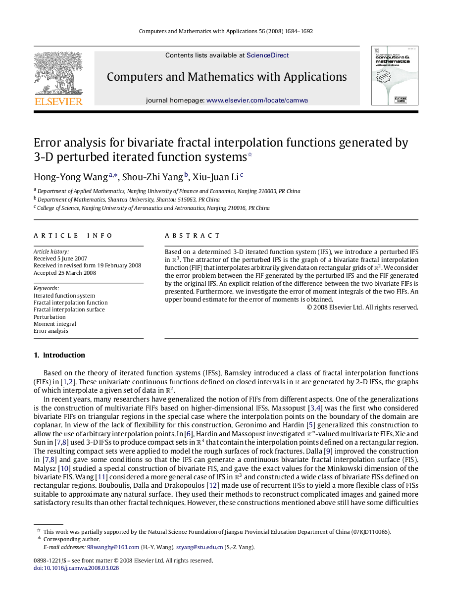 Error analysis for bivariate fractal interpolation functions generated by 3-D perturbed iterated function systems 