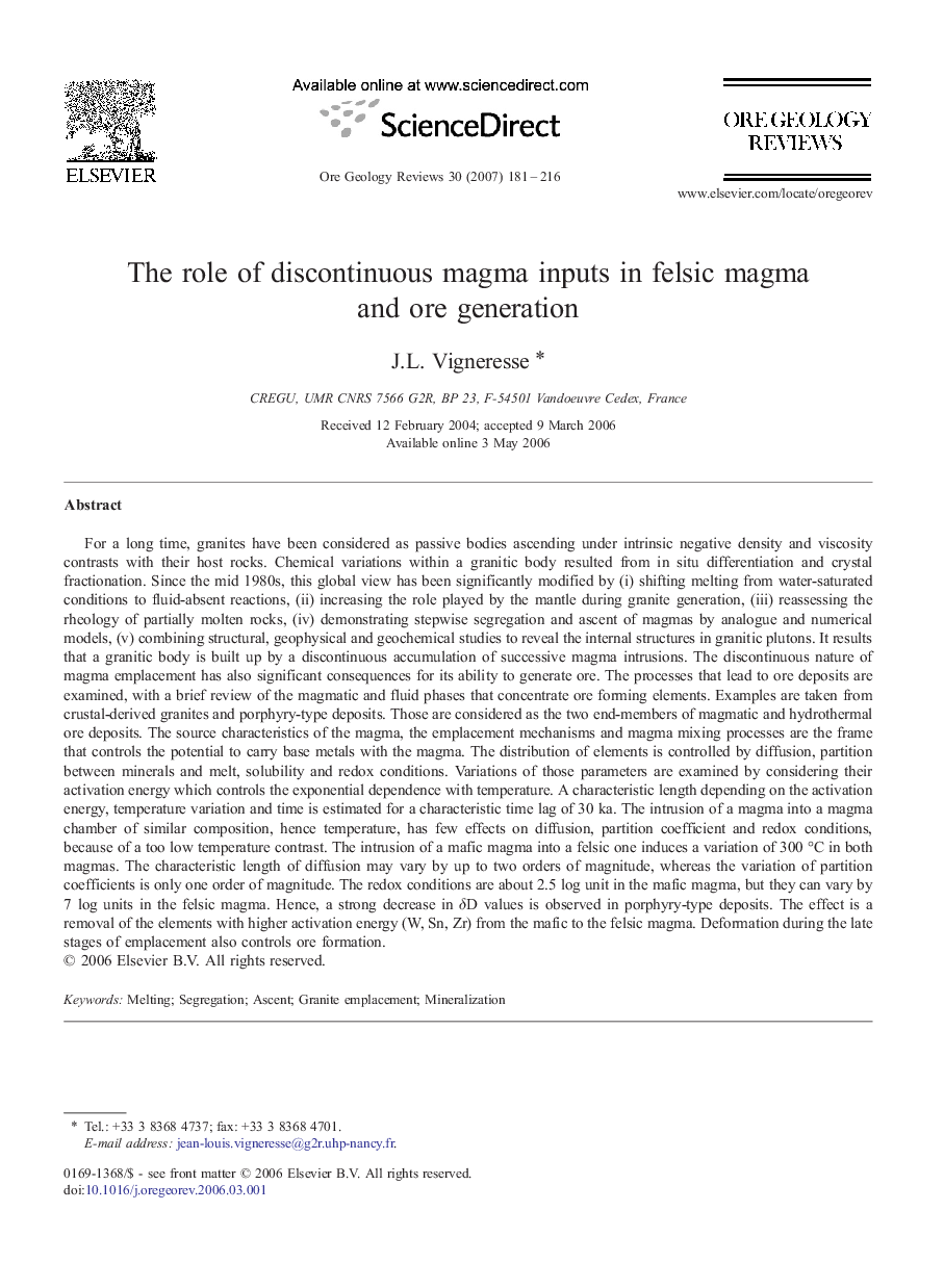 The role of discontinuous magma inputs in felsic magma and ore generation