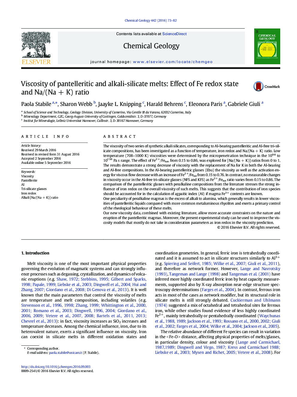 Viscosity of pantelleritic and alkali-silicate melts: Effect of Fe redox state and Na/(Na + K) ratio