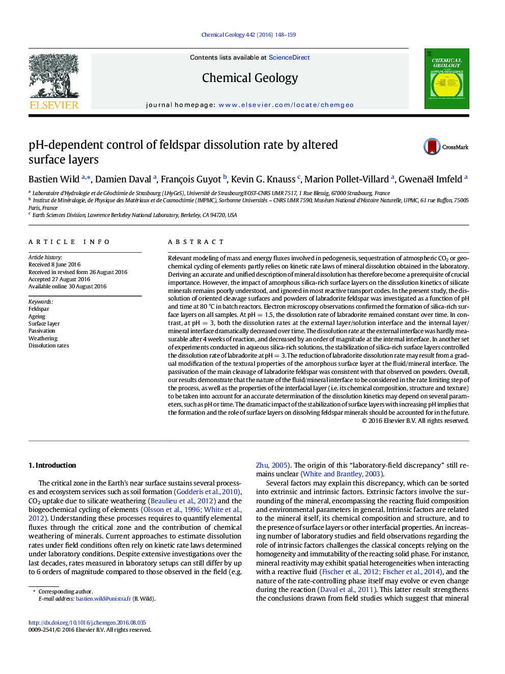 pH-dependent control of feldspar dissolution rate by altered surface layers