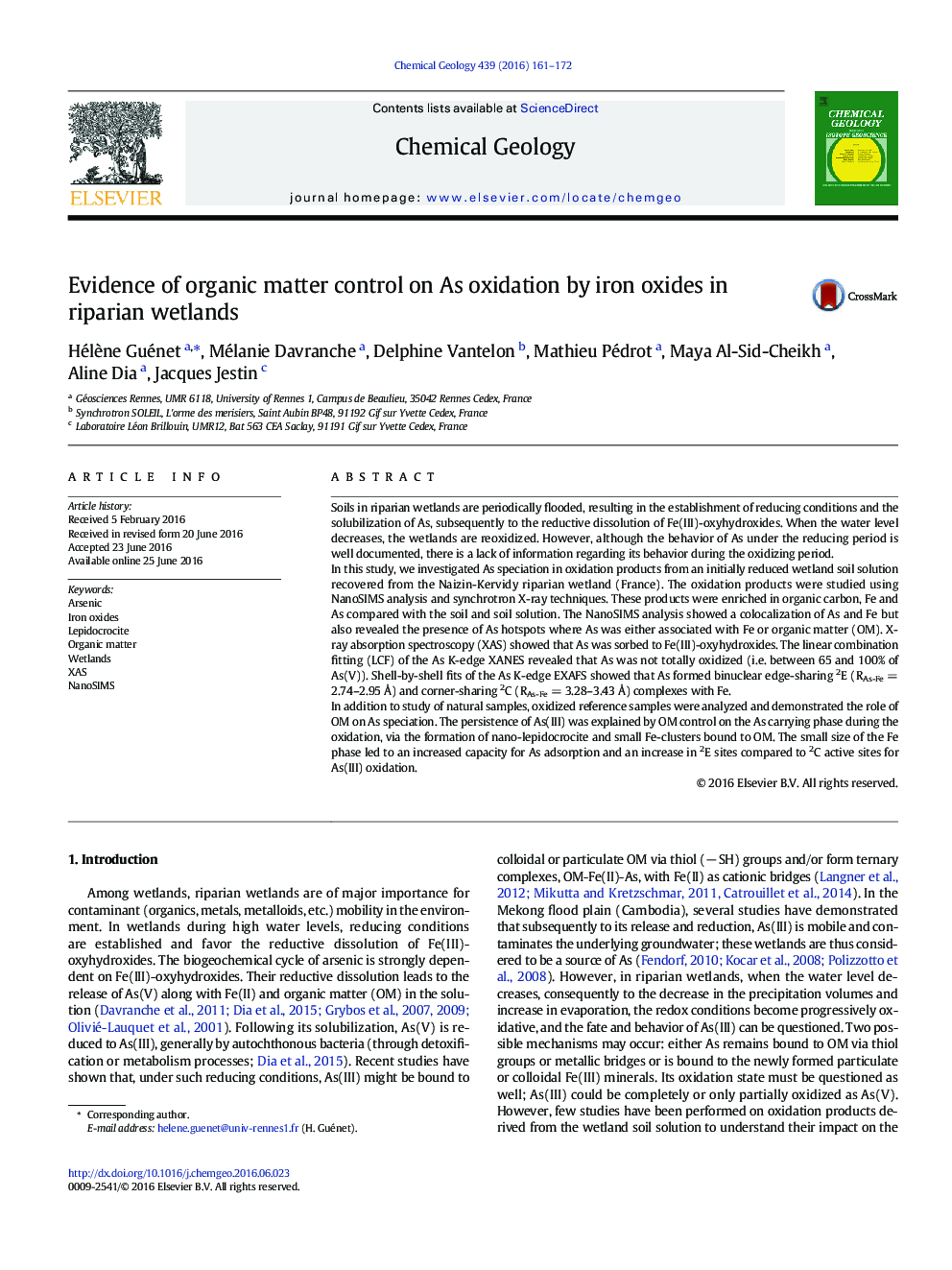 شواهد مربوط به کنترل مواد آلی در اکسیداسیون با اکسید آهن در تالاب های ساحلی 