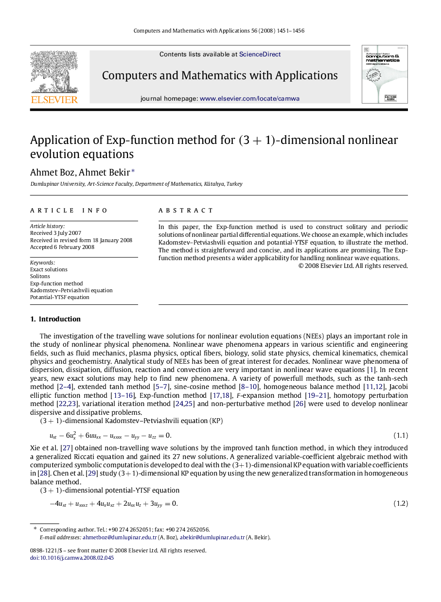 Application of Exp-function method for (3+1)(3+1)-dimensional nonlinear evolution equations