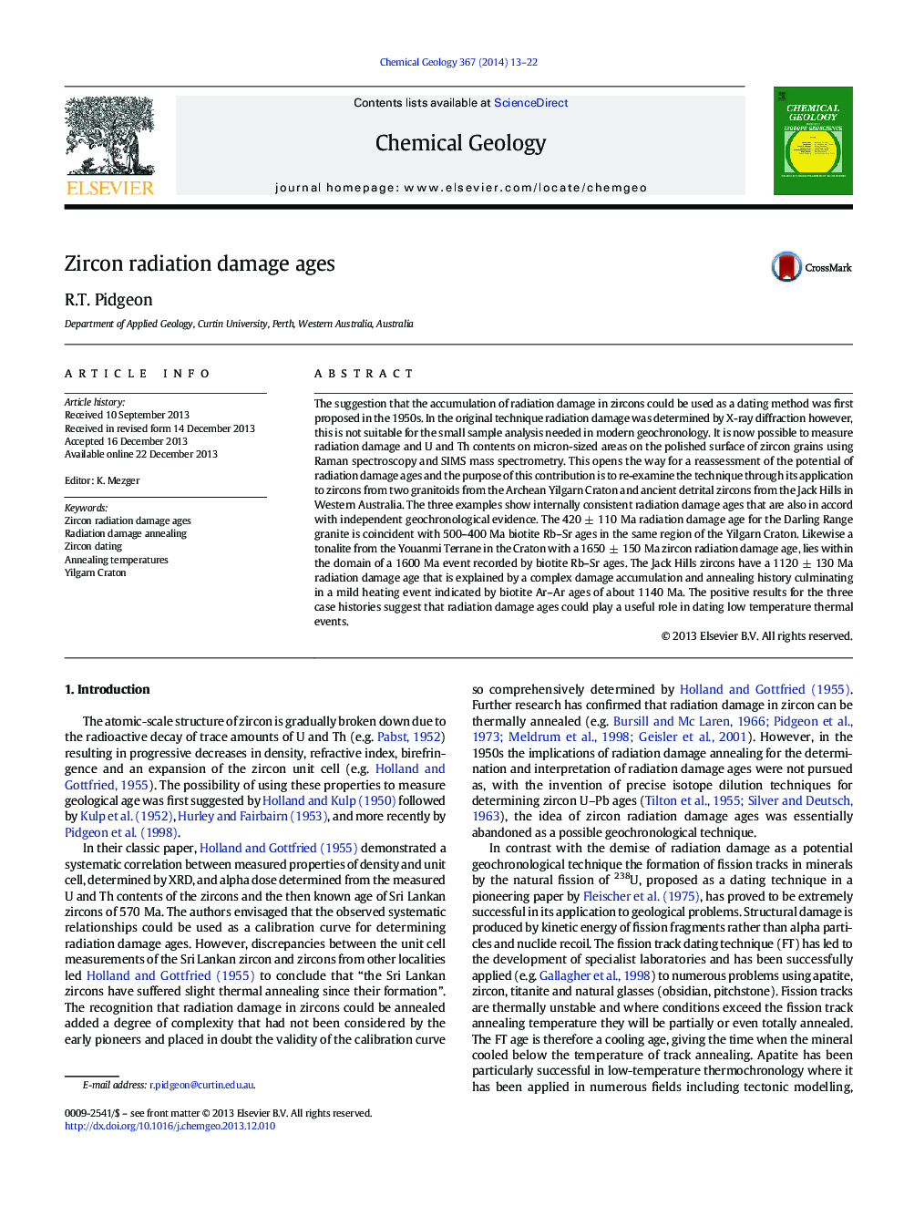 Zircon radiation damage ages