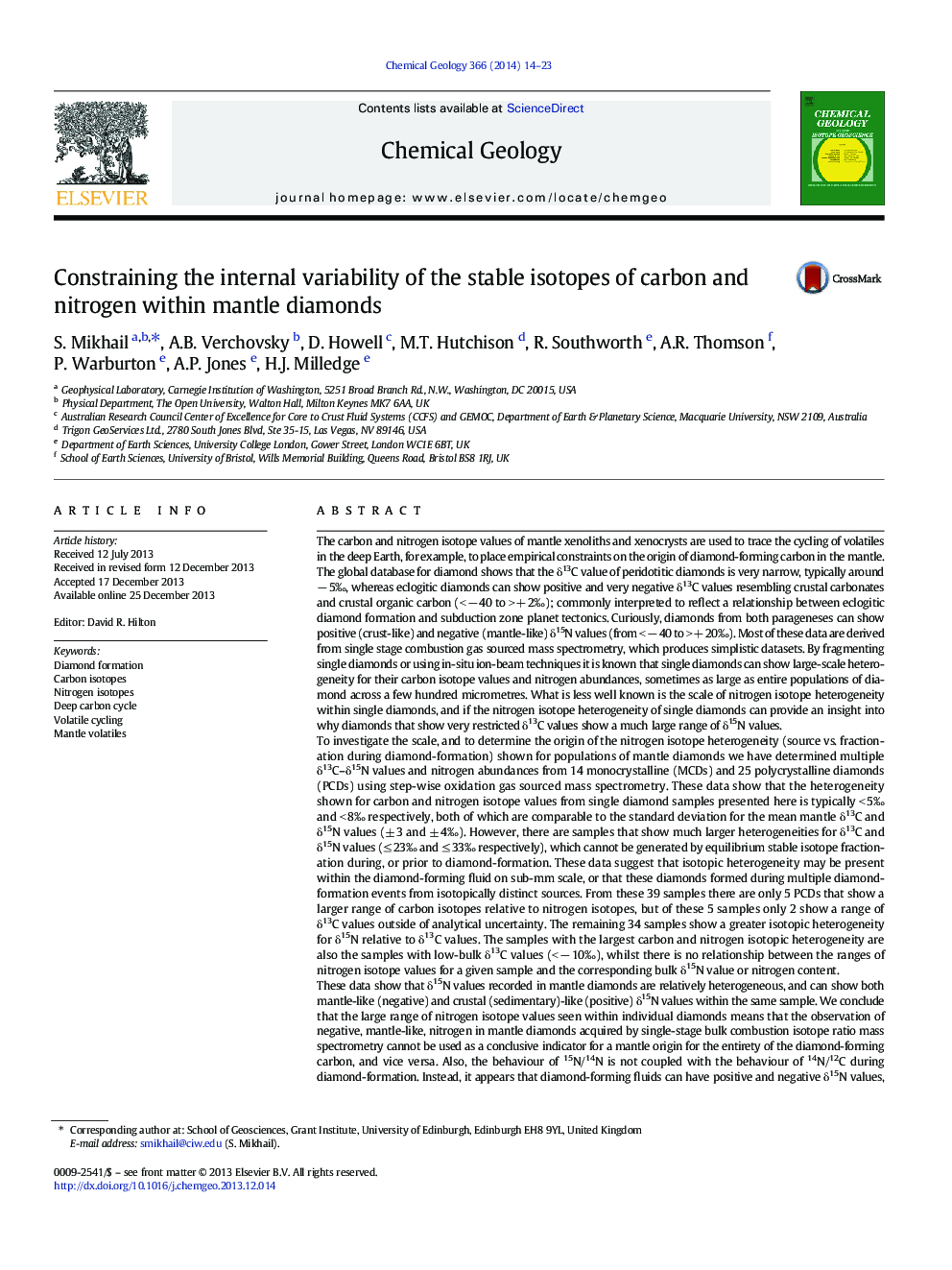 Constraining the internal variability of the stable isotopes of carbon and nitrogen within mantle diamonds