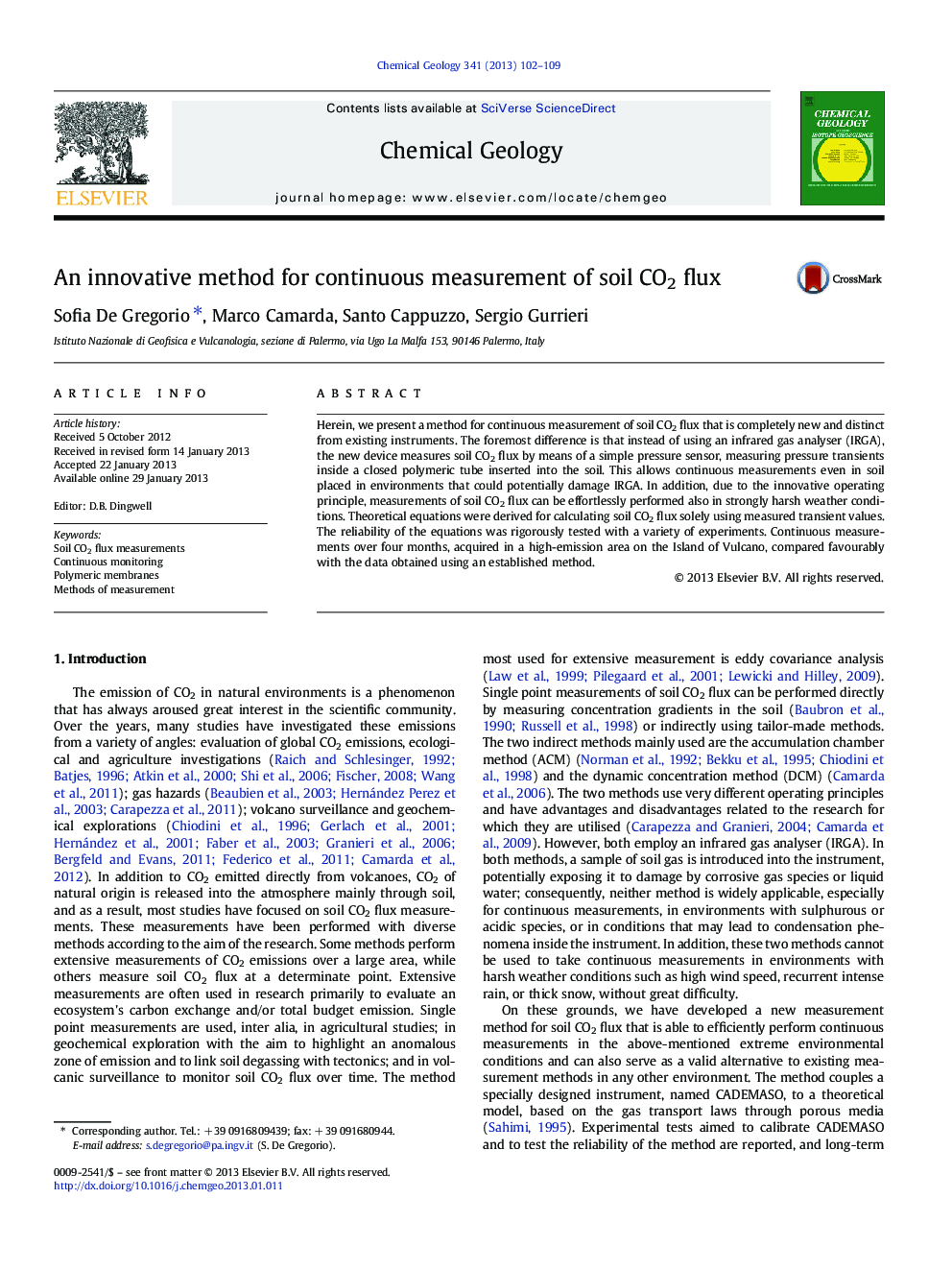 An innovative method for continuous measurement of soil CO2 flux