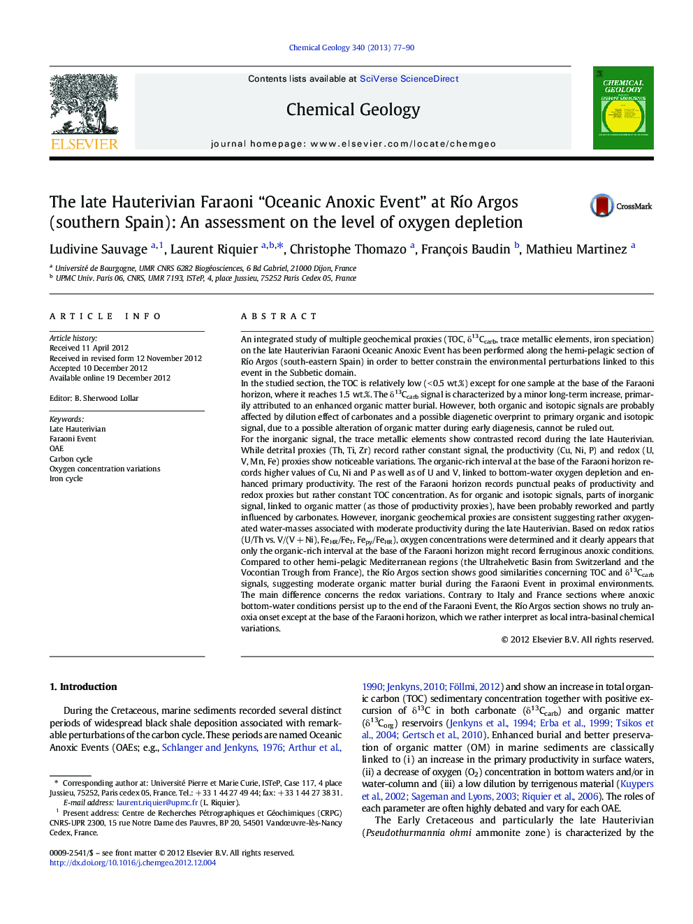 The late Hauterivian Faraoni “Oceanic Anoxic Event” at Río Argos (southern Spain): An assessment on the level of oxygen depletion