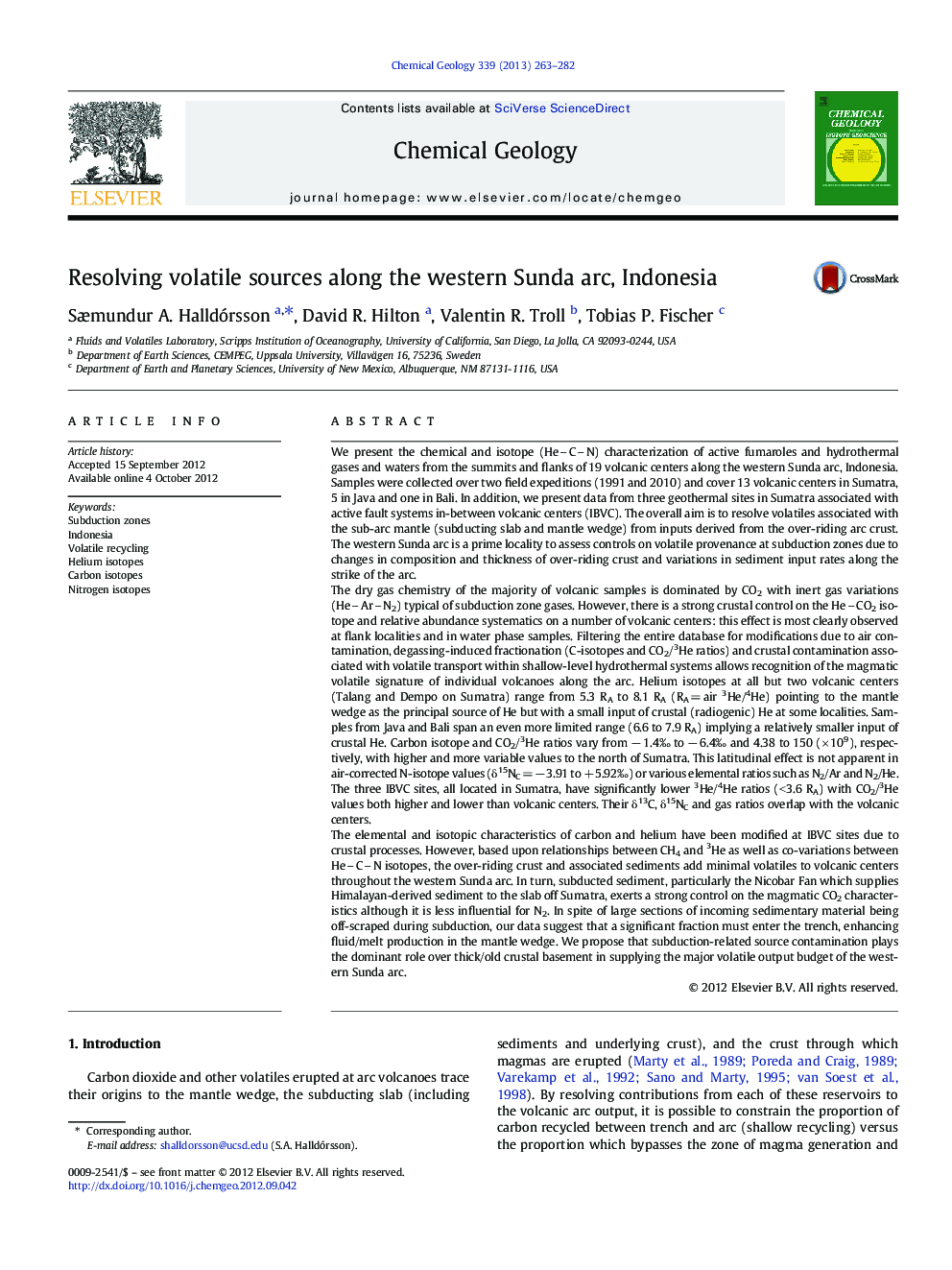 Resolving volatile sources along the western Sunda arc, Indonesia