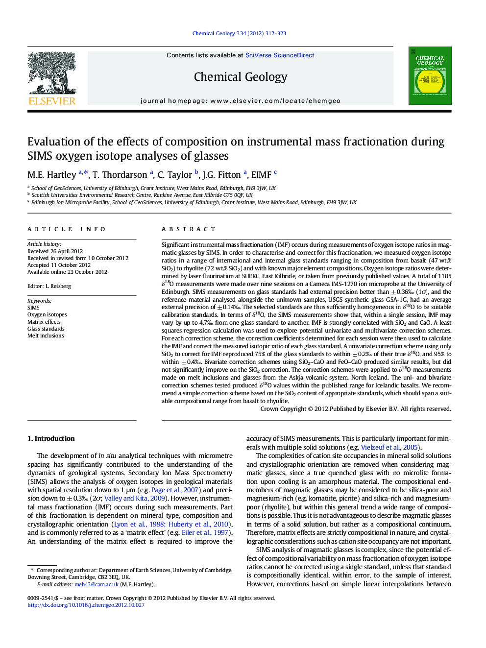 Evaluation of the effects of composition on instrumental mass fractionation during SIMS oxygen isotope analyses of glasses