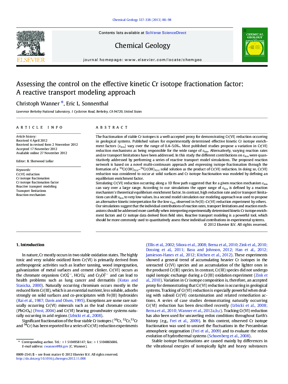 ارزیابی کنترل فاکتور کسر ایزوتوپ سینتیک سینتیک: یک روش مدل سازی حمل و نقل واکنشی 