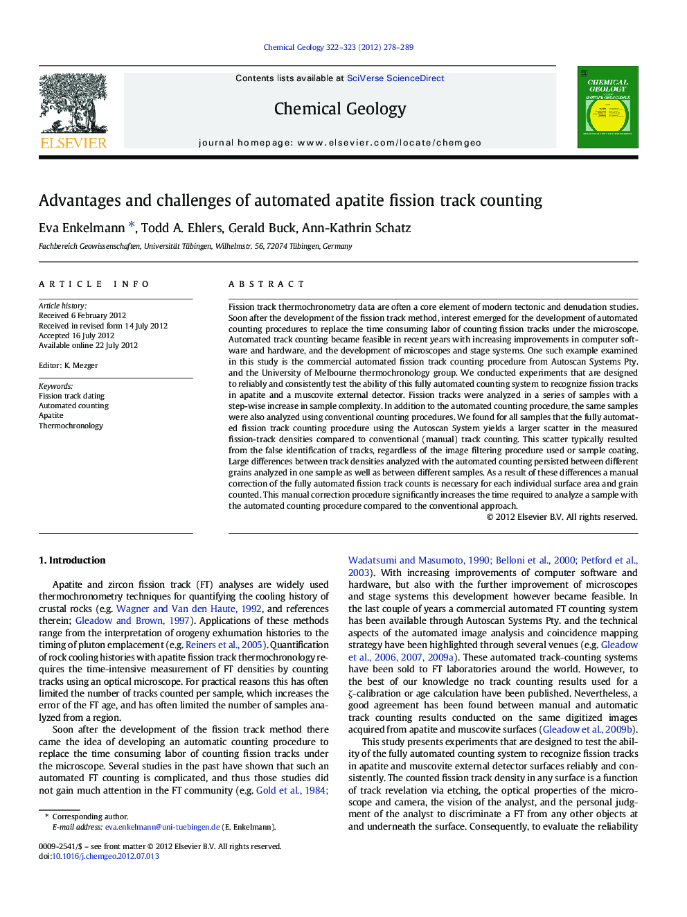 Advantages and challenges of automated apatite fission track counting