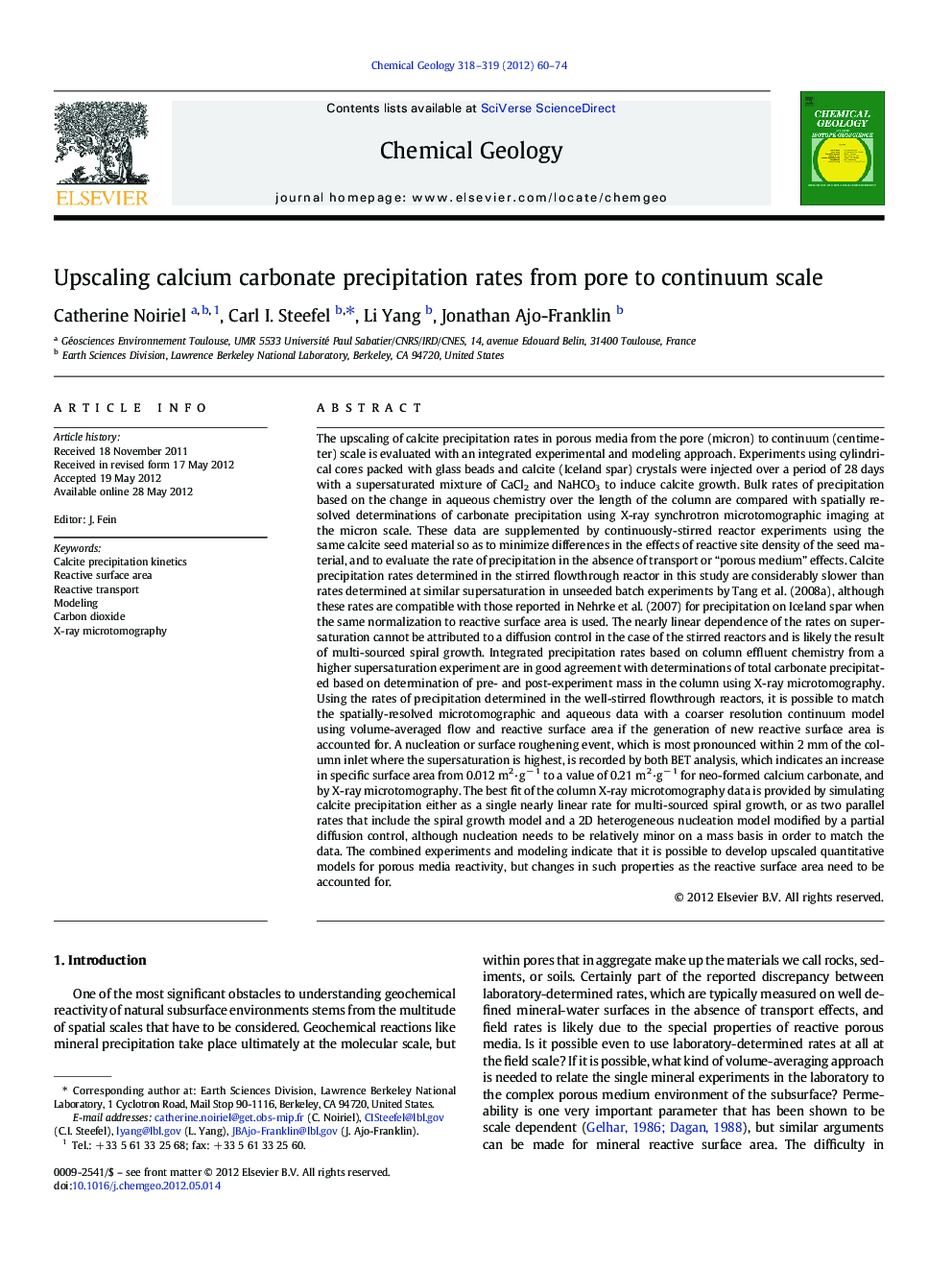 Upscaling calcium carbonate precipitation rates from pore to continuum scale