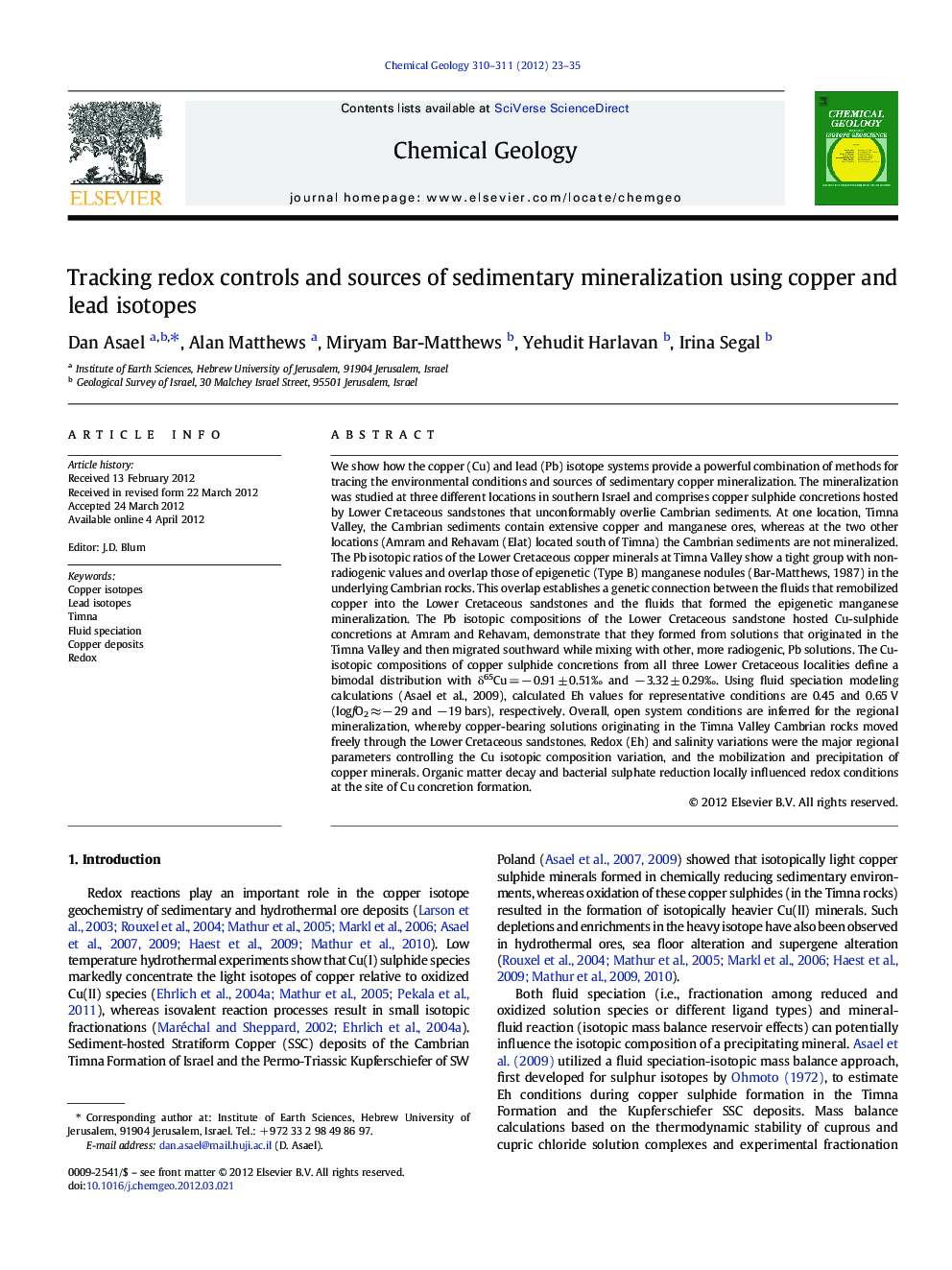 Tracking redox controls and sources of sedimentary mineralization using copper and lead isotopes