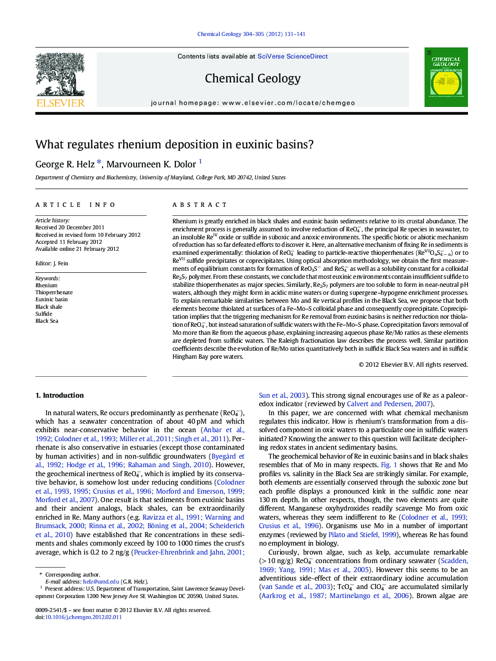 What regulates rhenium deposition in euxinic basins?