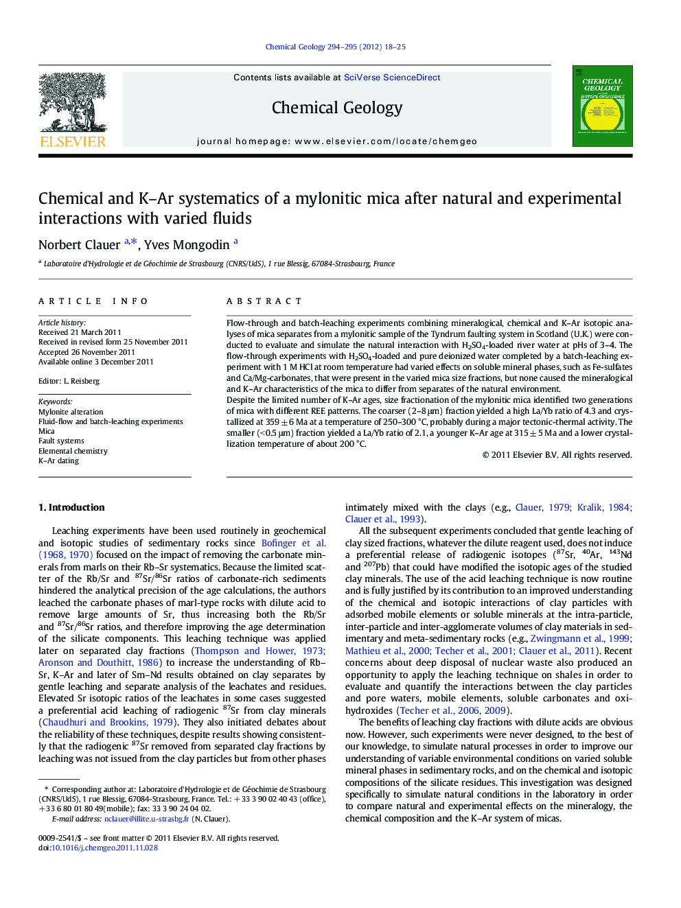 Chemical and K–Ar systematics of a mylonitic mica after natural and experimental interactions with varied fluids