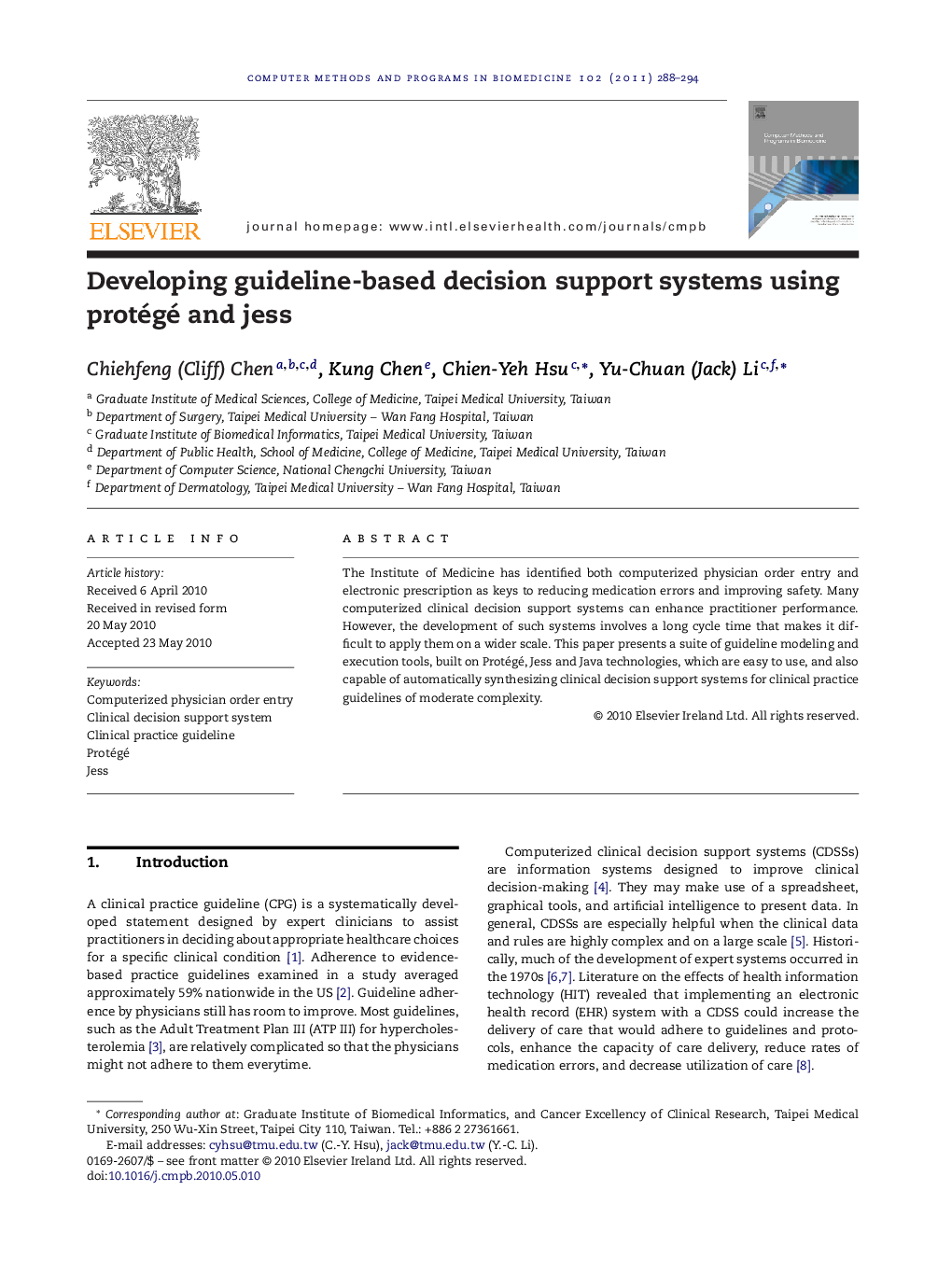 Developing guideline-based decision support systems using protégé and jess