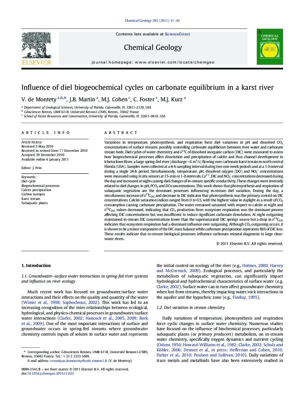 Influence of diel biogeochemical cycles on carbonate equilibrium in a karst river