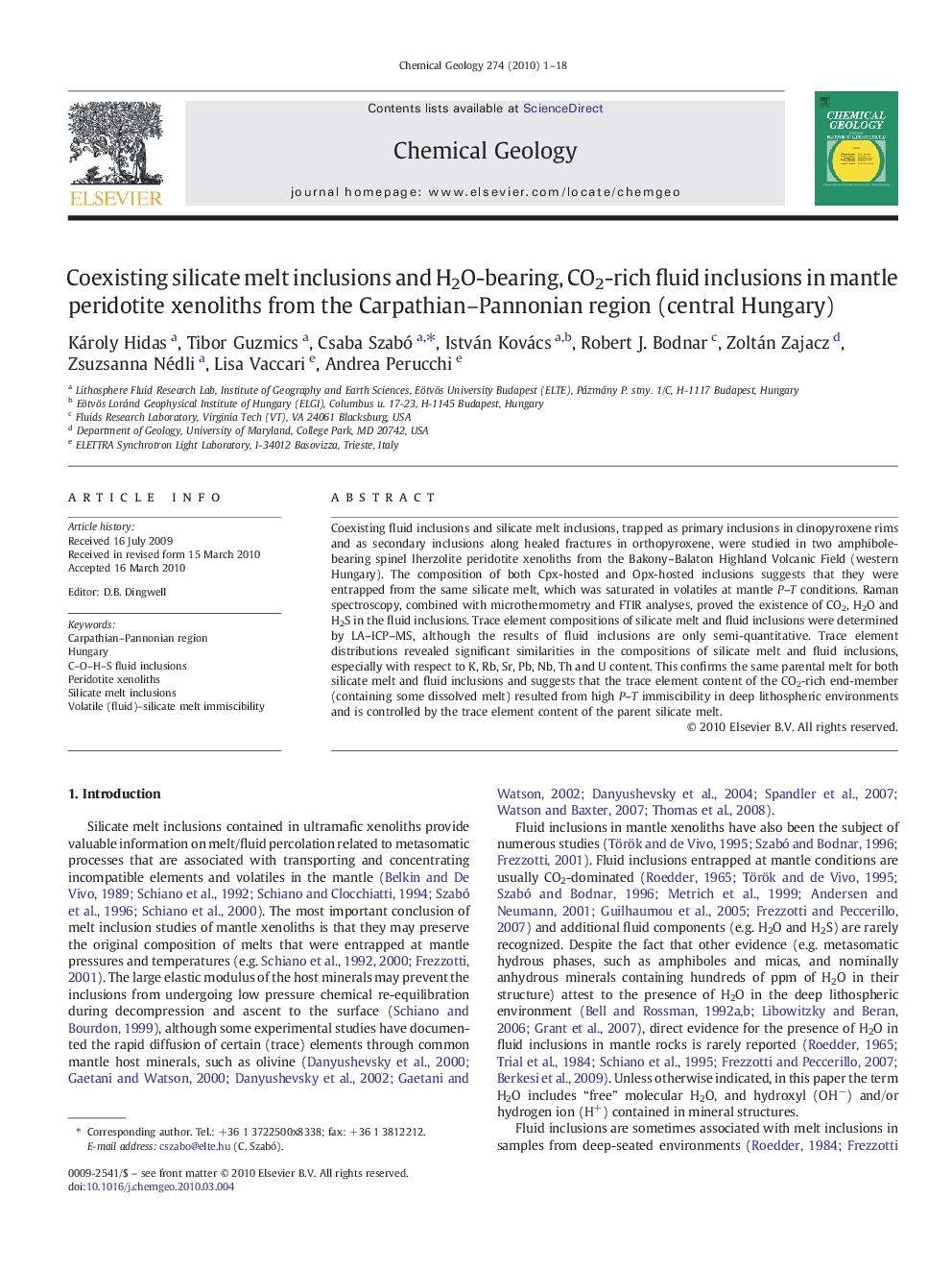 Coexisting silicate melt inclusions and H2O-bearing, CO2-rich fluid inclusions in mantle peridotite xenoliths from the Carpathian–Pannonian region (central Hungary)