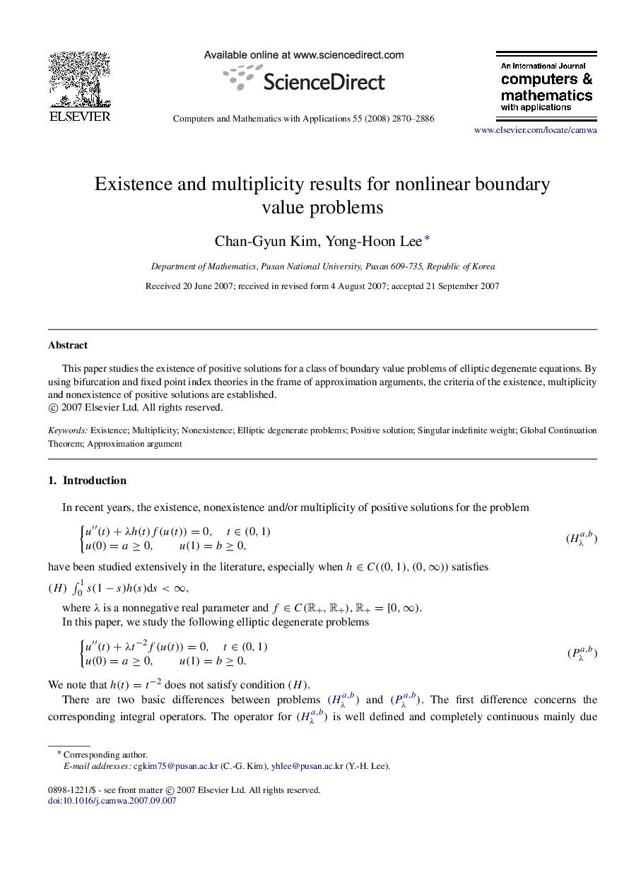 Existence and multiplicity results for nonlinear boundary value problems