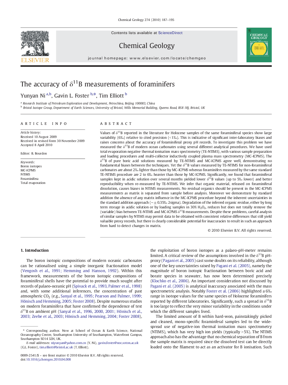 The accuracy of δ11B measurements of foraminifers