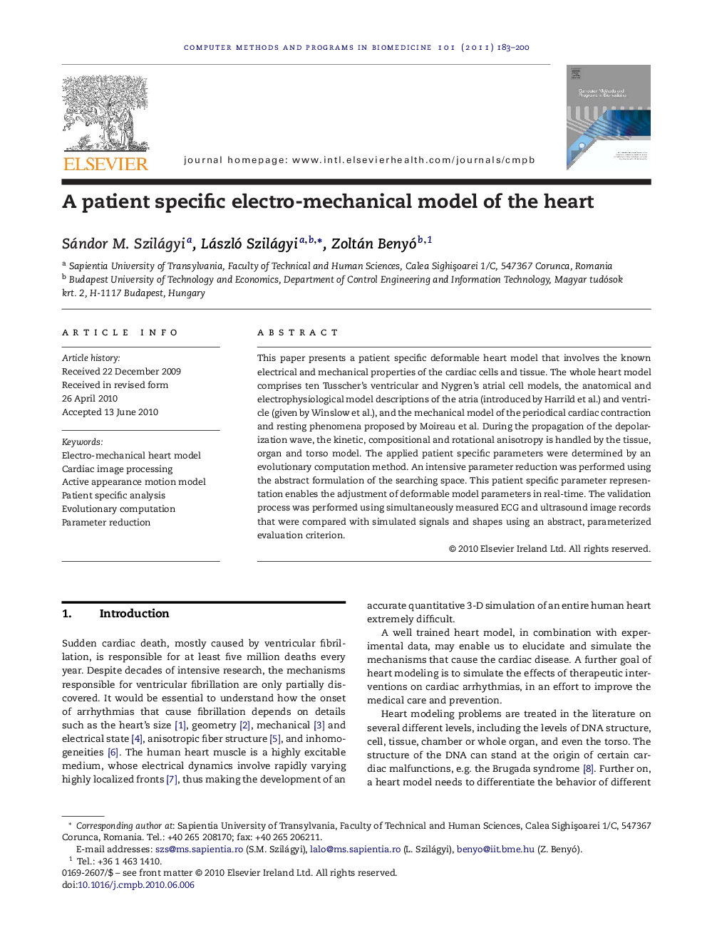 A patient specific electro-mechanical model of the heart