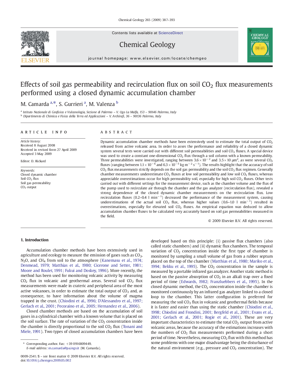 Effects of soil gas permeability and recirculation flux on soil CO2 flux measurements performed using a closed dynamic accumulation chamber