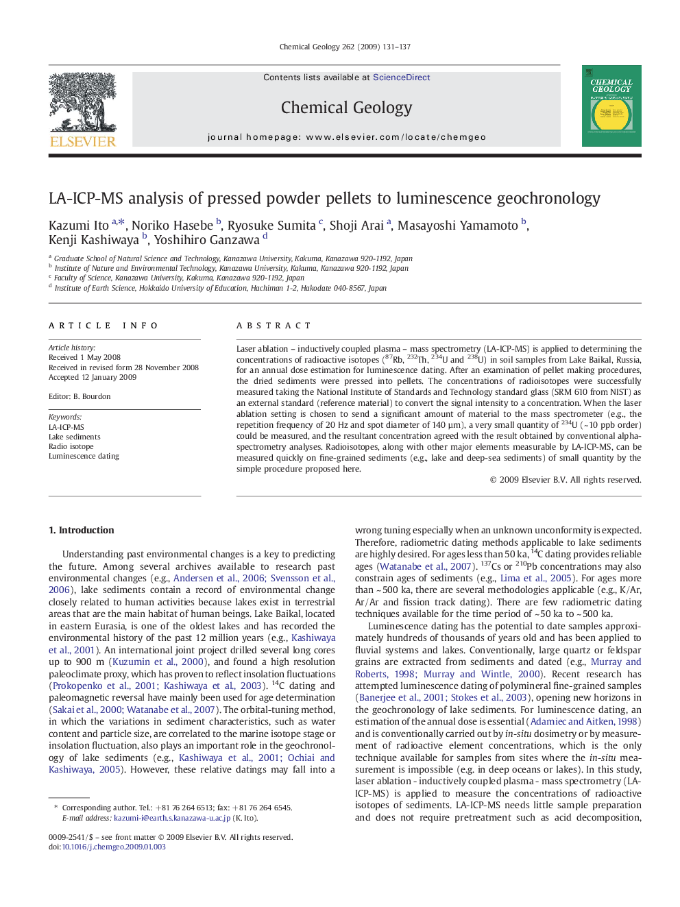 LA-ICP-MS analysis of pressed powder pellets to luminescence geochronology