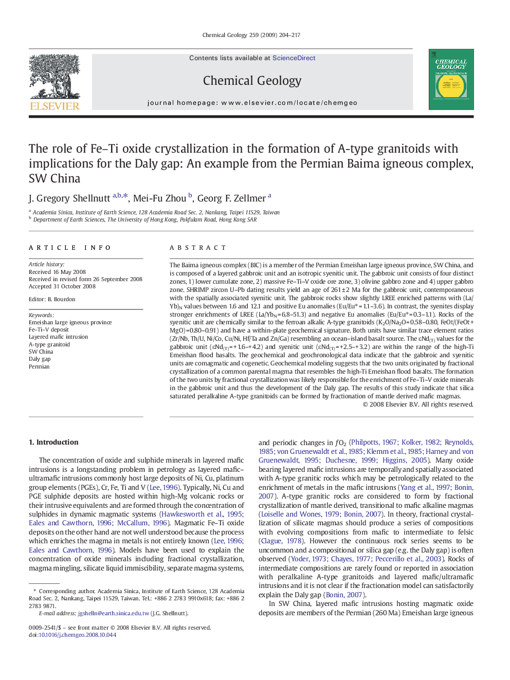 The role of Fe–Ti oxide crystallization in the formation of A-type granitoids with implications for the Daly gap: An example from the Permian Baima igneous complex, SW China