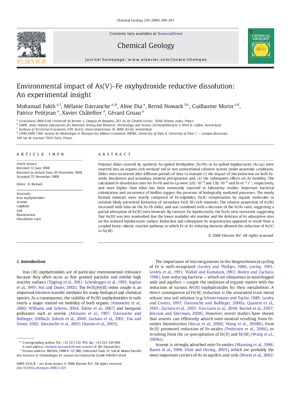 Environmental impact of As(V)–Fe oxyhydroxide reductive dissolution: An experimental insight