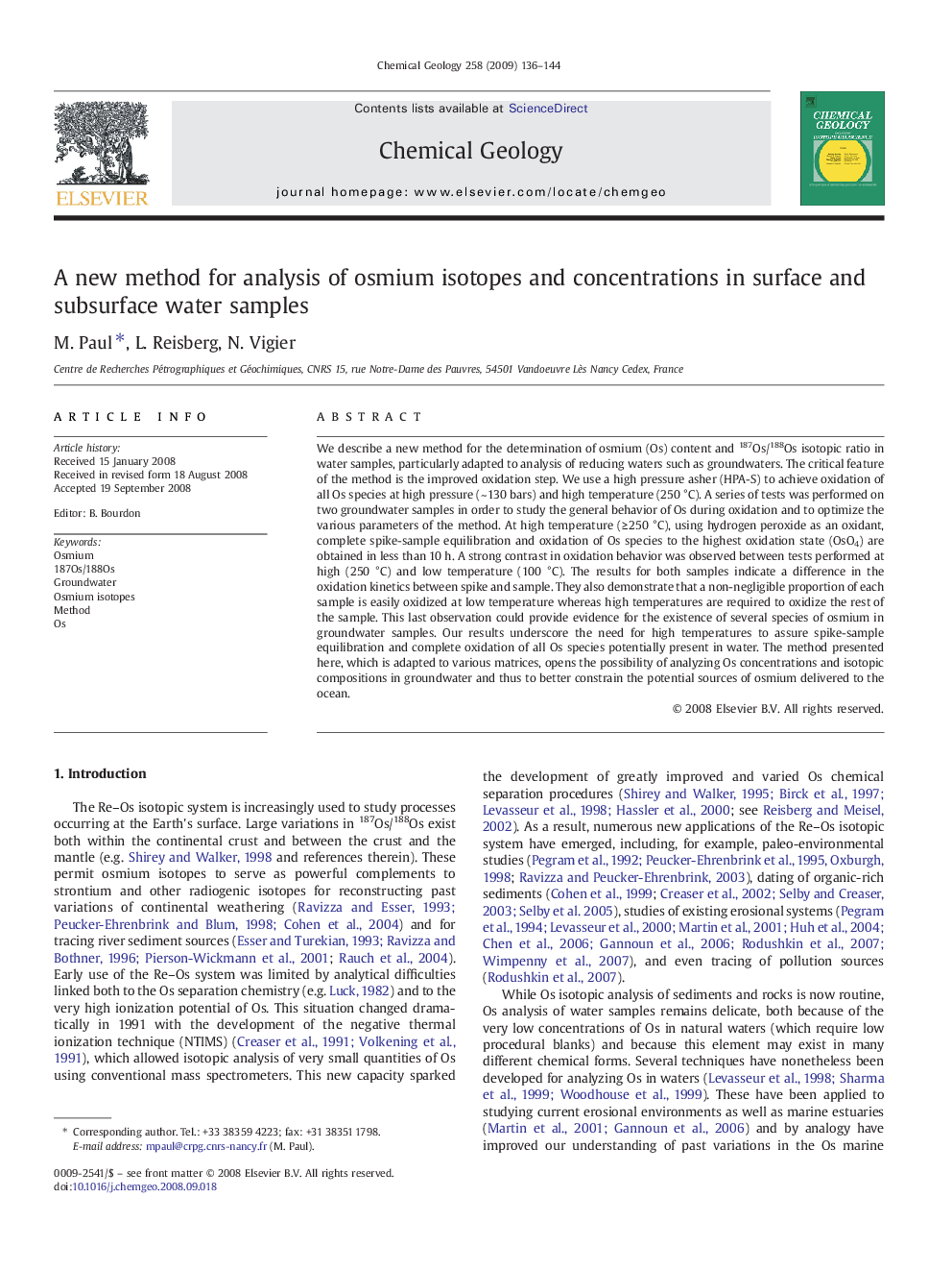 A new method for analysis of osmium isotopes and concentrations in surface and subsurface water samples