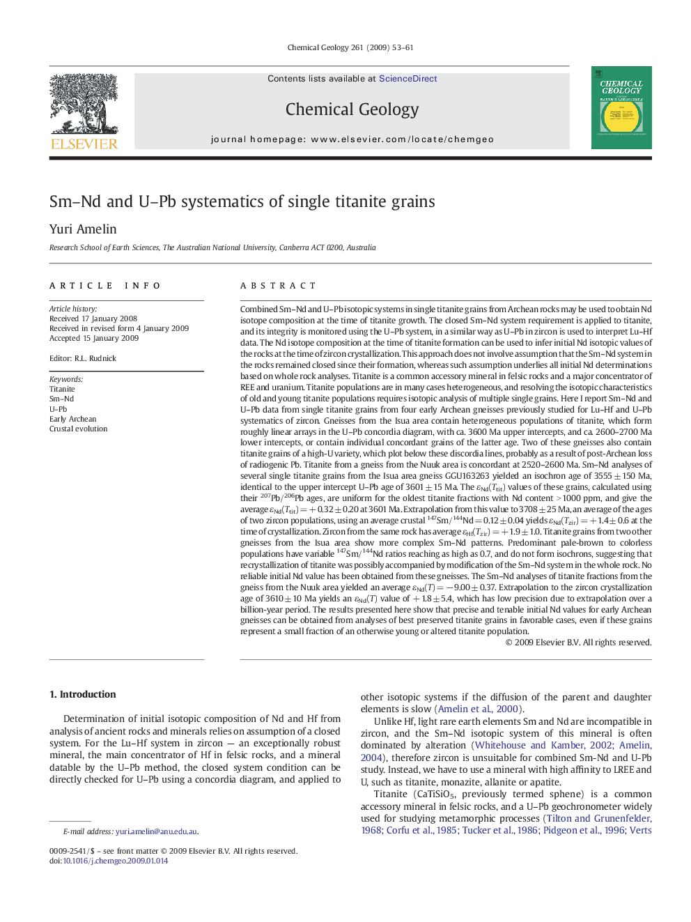 Sm–Nd and U–Pb systematics of single titanite grains