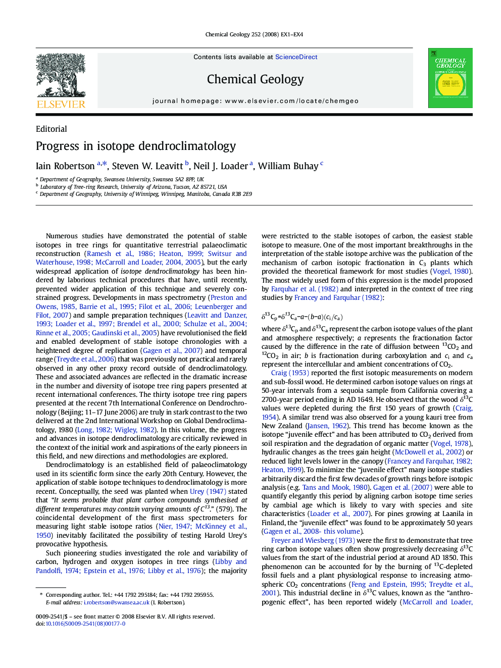 Progress in isotope dendroclimatology