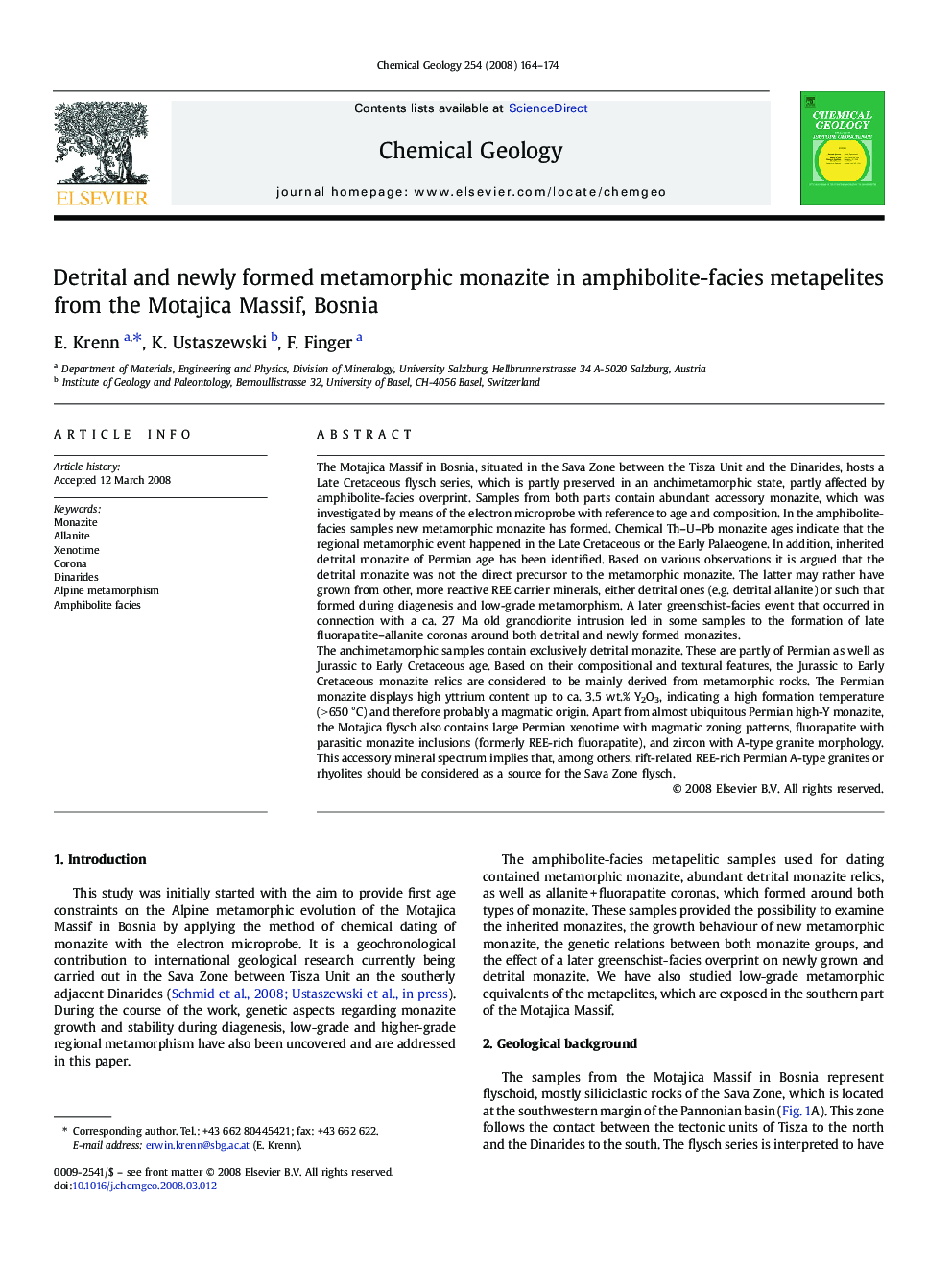 Detrital and newly formed metamorphic monazite in amphibolite-facies metapelites from the Motajica Massif, Bosnia