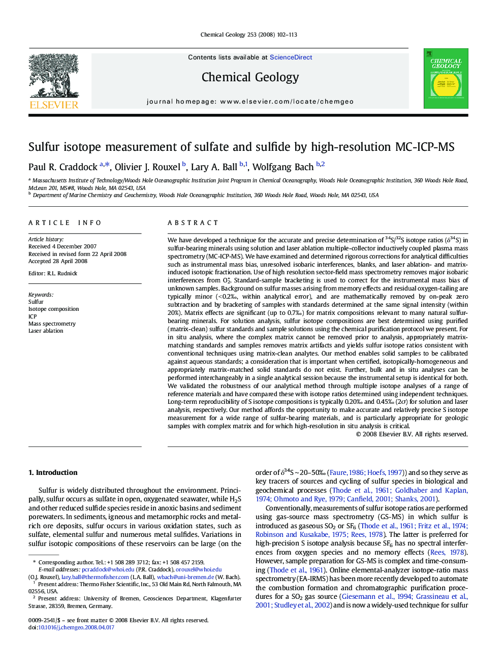 Sulfur isotope measurement of sulfate and sulfide by high-resolution MC-ICP-MS