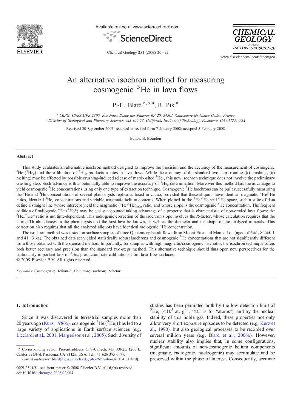 An alternative isochron method for measuring cosmogenic 3He in lava flows