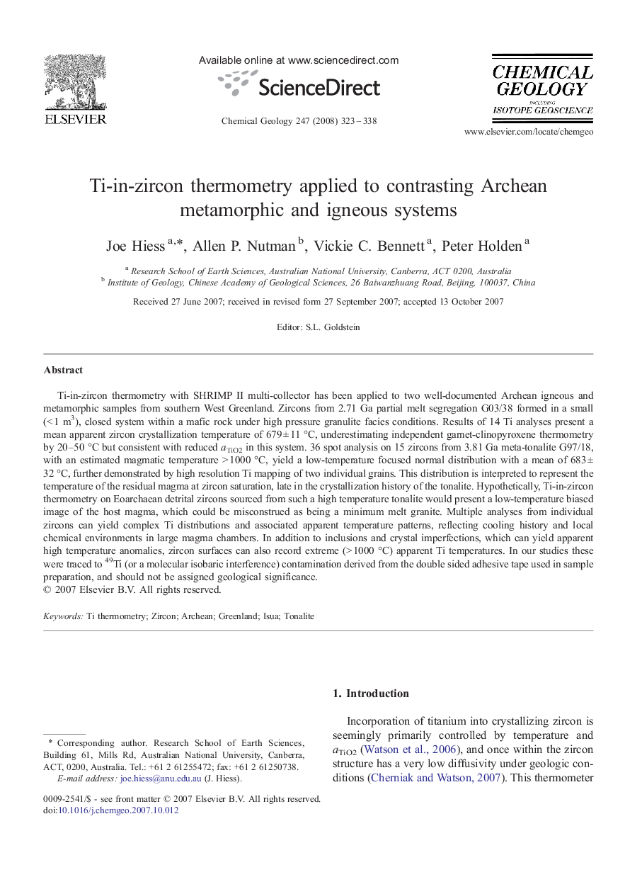 Ti-in-zircon thermometry applied to contrasting Archean metamorphic and igneous systems