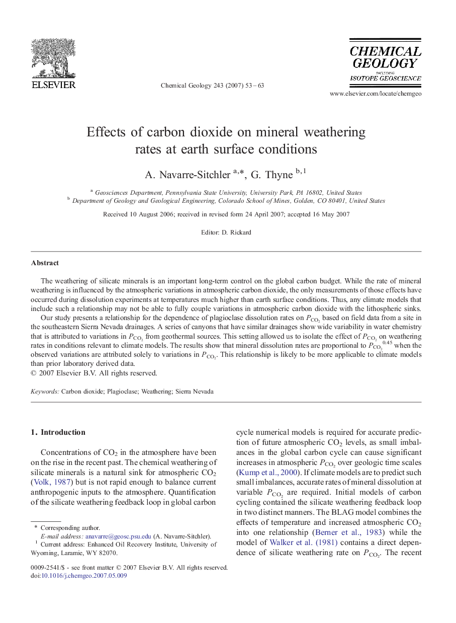 Effects of carbon dioxide on mineral weathering rates at earth surface conditions