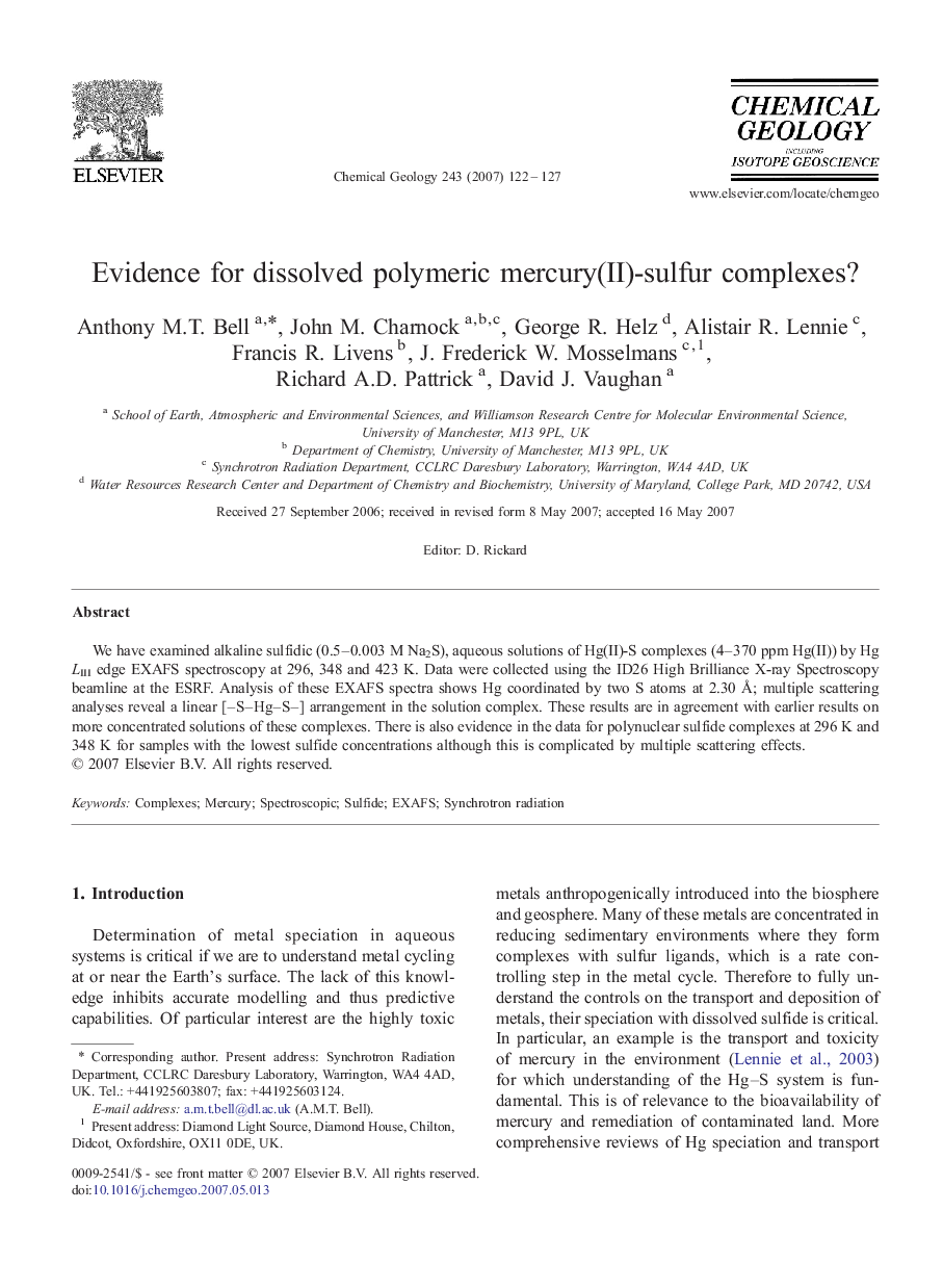 Evidence for dissolved polymeric mercury(II)-sulfur complexes?