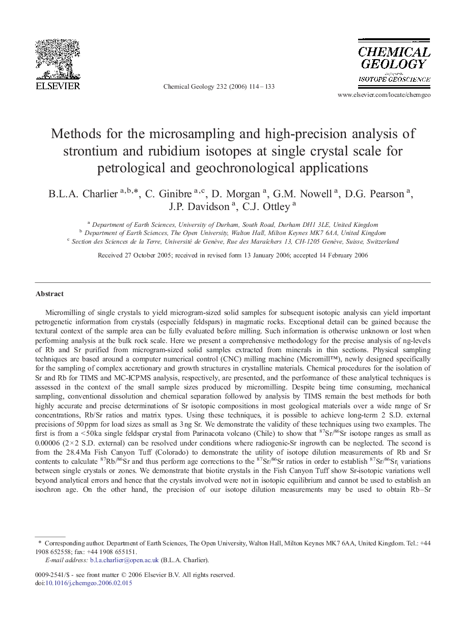 Methods for the microsampling and high-precision analysis of strontium and rubidium isotopes at single crystal scale for petrological and geochronological applications