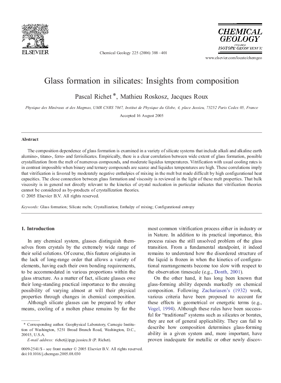 Glass formation in silicates: Insights from composition