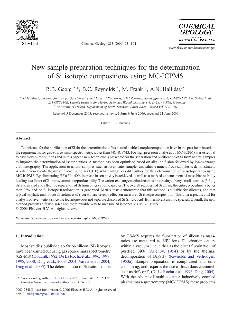 New sample preparation techniques for the determination of Si isotopic compositions using MC-ICPMS