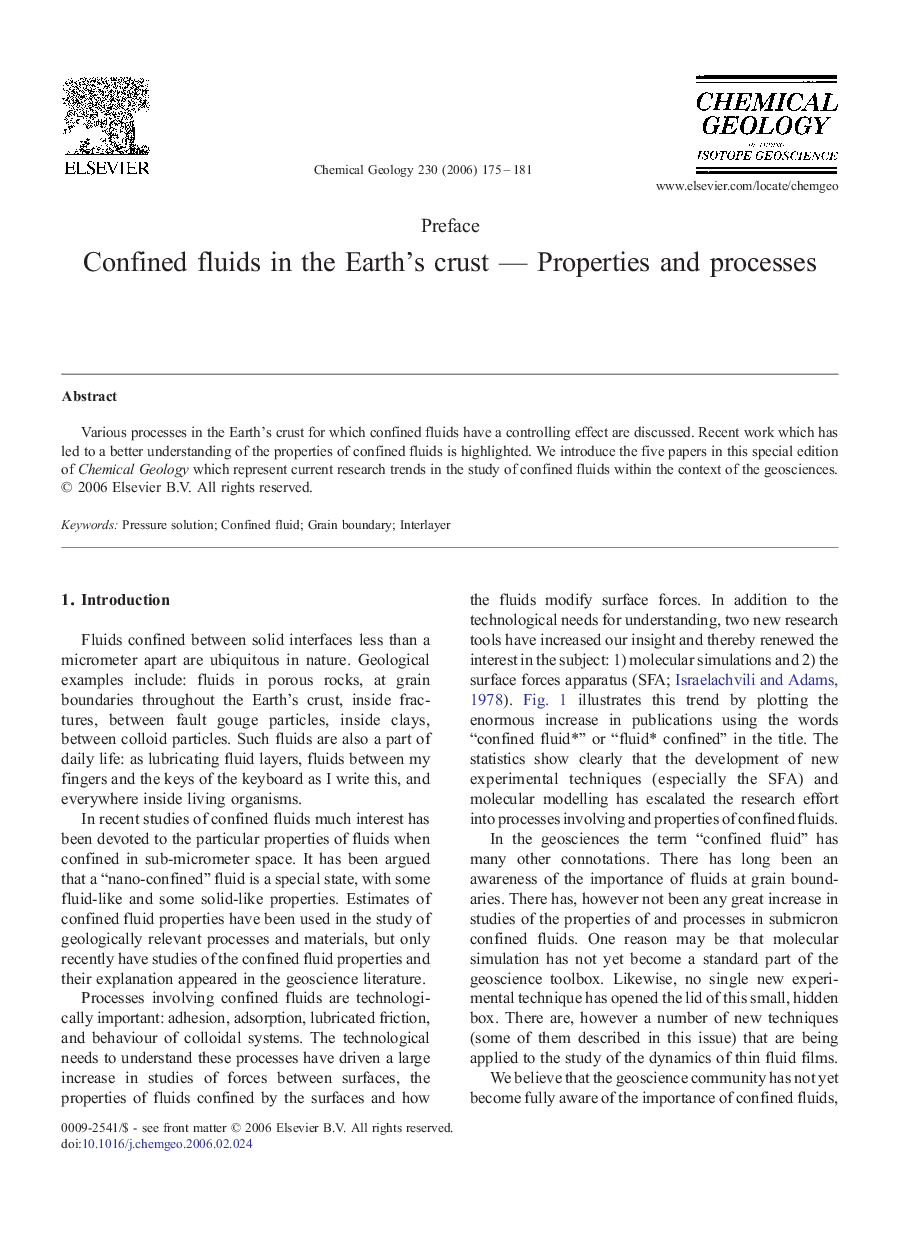 Confined fluids in the Earth's crust — Properties and processes