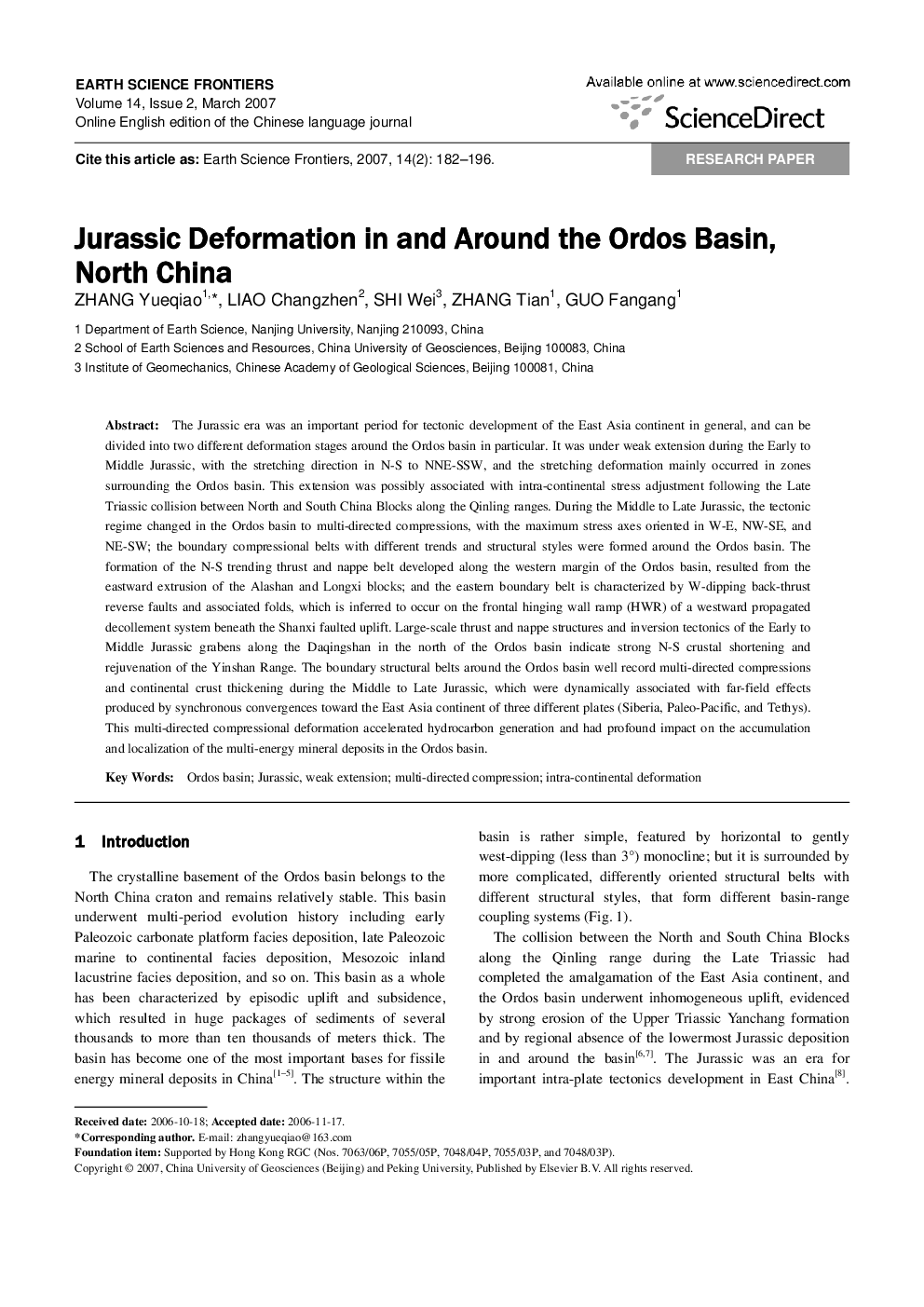 Jurassic Deformation in and Around the Ordos Basin, North China 