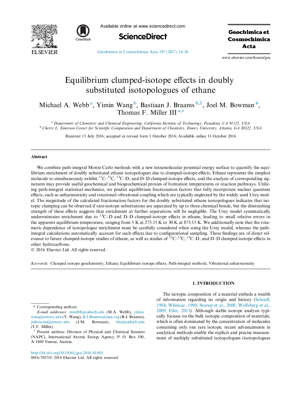 تعادل اثرات کپه ایزوتوپ در الگوهای ایزوتپی مضاعف جایگزین اتان