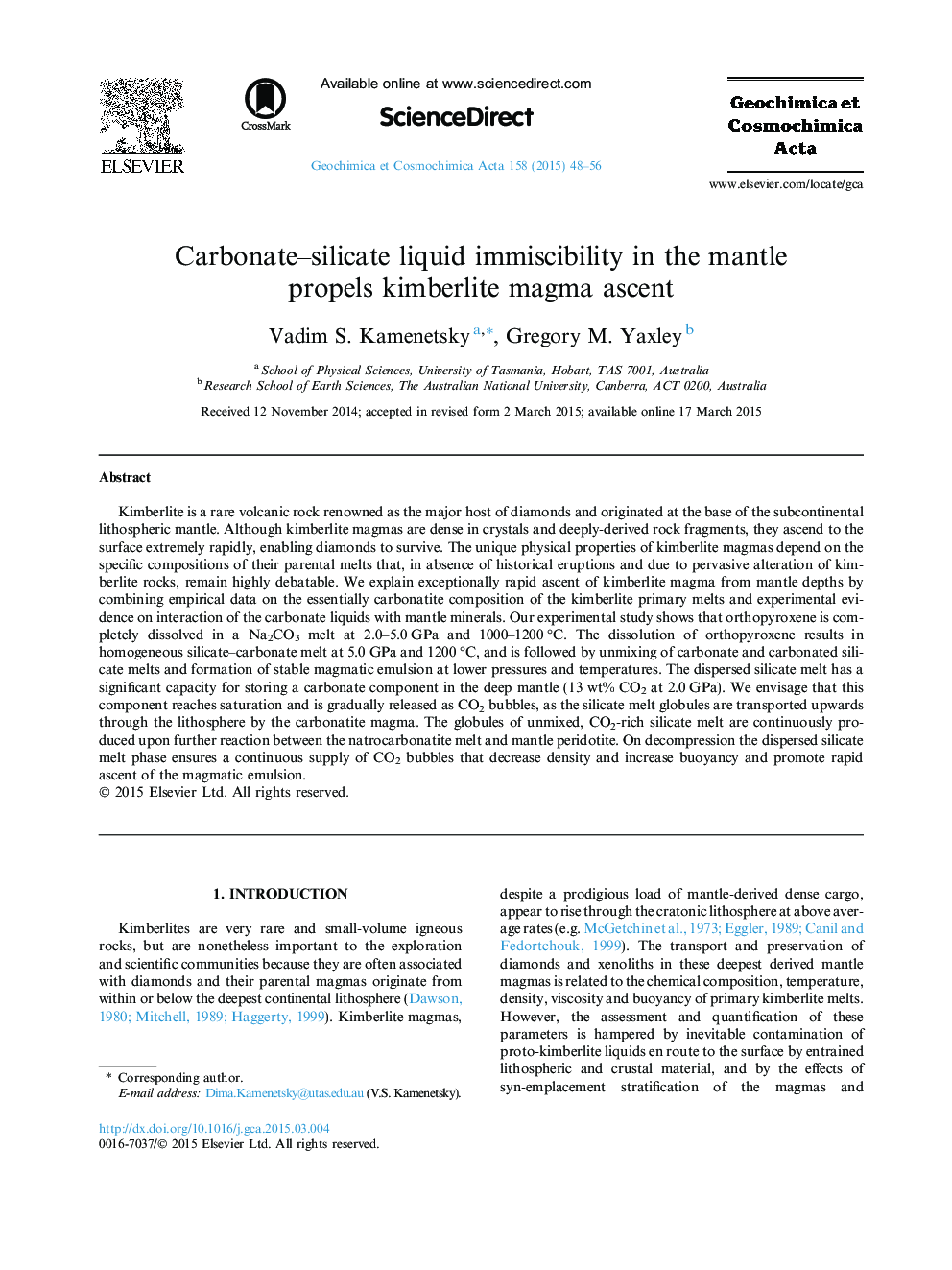 Carbonate–silicate liquid immiscibility in the mantle propels kimberlite magma ascent