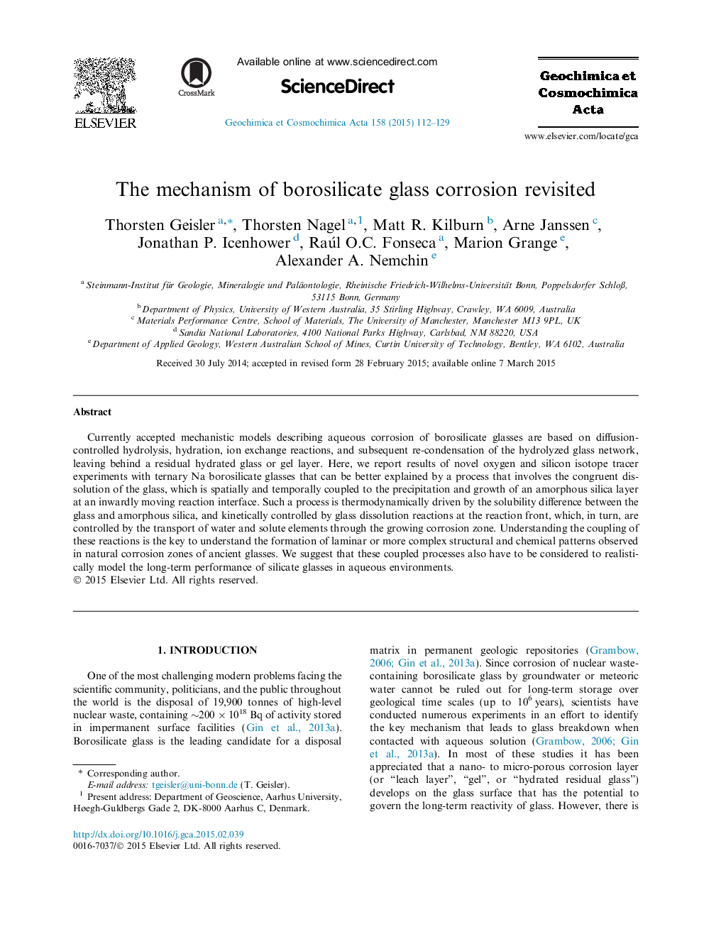 The mechanism of borosilicate glass corrosion revisited