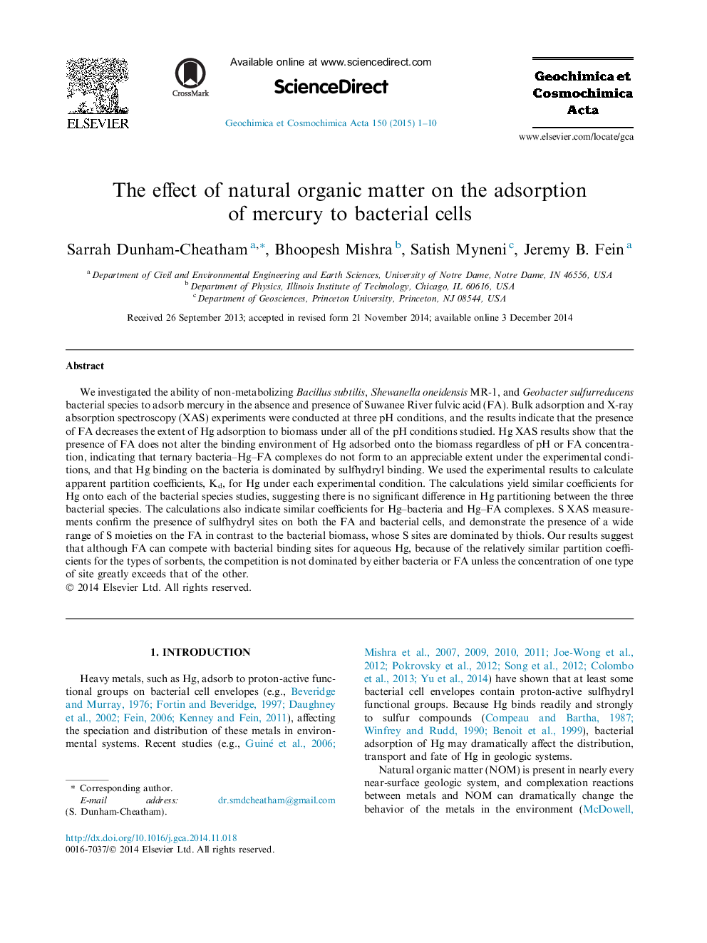 The effect of natural organic matter on the adsorption of mercury to bacterial cells