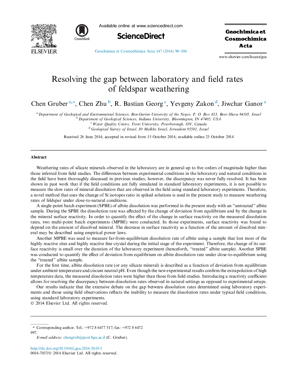 Resolving the gap between laboratory and field rates of feldspar weathering