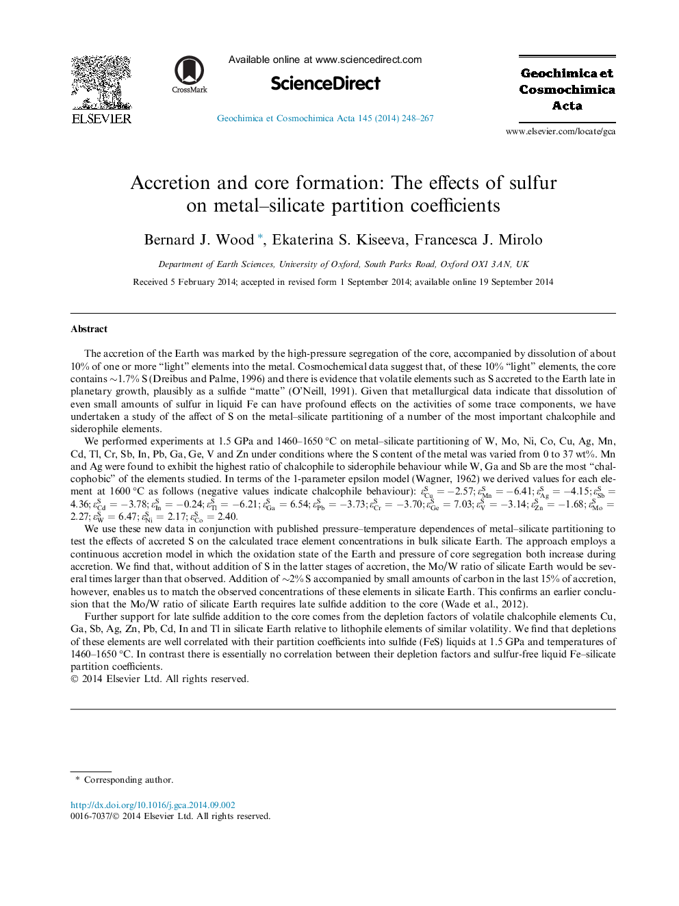 Accretion and core formation: The effects of sulfur on metal-silicate partition coefficients